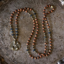 Load image into Gallery viewer, labradorite + sandalwood mala