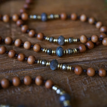 Load image into Gallery viewer, labradorite + sandalwood mala