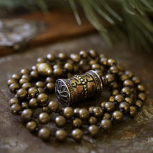 Load image into Gallery viewer, bronzed agate + prayer wheel mala