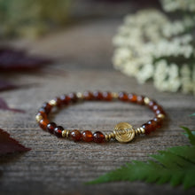 Load image into Gallery viewer, hessonite + sun bead bracelet