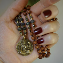 Load image into Gallery viewer, labradorite + sandalwood mala