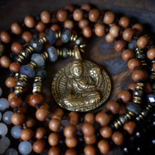 Load image into Gallery viewer, labradorite + sandalwood mala