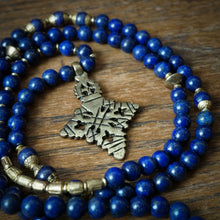 Load image into Gallery viewer, lapis mala + ethiopian cross