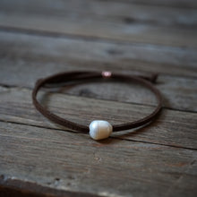 Load image into Gallery viewer, freshwater pearl on vegan suede