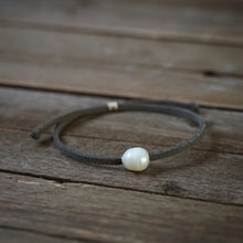 Load image into Gallery viewer, freshwater pearl on vegan suede