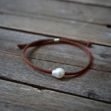 Load image into Gallery viewer, freshwater pearl on vegan suede