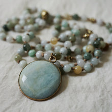 Load image into Gallery viewer, burmese jade + amazonite mala