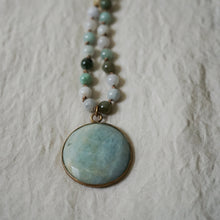 Load image into Gallery viewer, burmese jade + amazonite mala