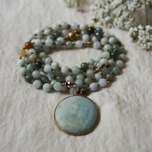 Load image into Gallery viewer, burmese jade + amazonite mala