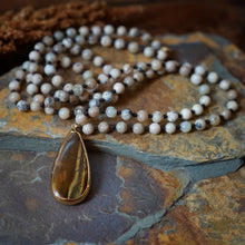 Load image into Gallery viewer, dendritic opal + tigers eye mala