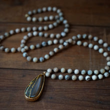 Load image into Gallery viewer, dendritic opal + tigers eye mala