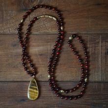 Load image into Gallery viewer, rosewood + tigers eye mala