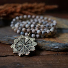 Load image into Gallery viewer, dendritic opal + baule sun mala