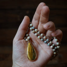 Load image into Gallery viewer, dendritic opal + tigers eye mala