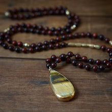 Load image into Gallery viewer, rosewood + tigers eye mala