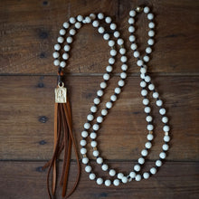 Load image into Gallery viewer, riverstone + buddha tassel mala