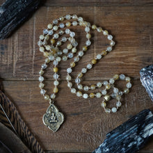 Load image into Gallery viewer, rutilated quartz + buddha mala