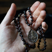Load image into Gallery viewer, garnet + buddha mala