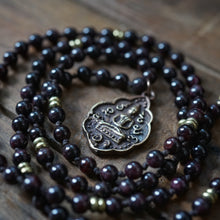 Load image into Gallery viewer, garnet + buddha mala