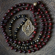 Load image into Gallery viewer, rosewood + golden sheen obsidian mala