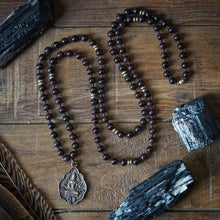 Load image into Gallery viewer, garnet + buddha mala