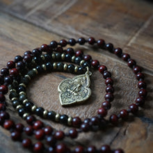 Load image into Gallery viewer, rosewood + golden sheen obsidian mala