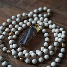 Load image into Gallery viewer, riverstone + smoky quartz mala