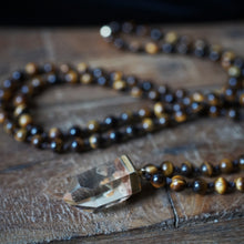 Load image into Gallery viewer, tiger's eye + lodolite mala