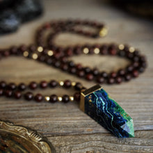 Load image into Gallery viewer, azurite + malachite on rosewood mala