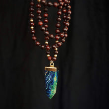 Load image into Gallery viewer, azurite + malachite on rosewood mala