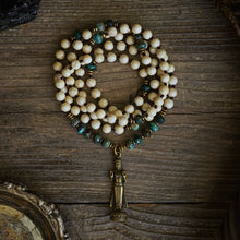 Load image into Gallery viewer, buddha on azurite + riverstone mala