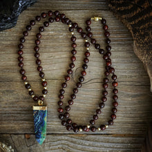 Load image into Gallery viewer, azurite + malachite on rosewood mala
