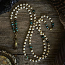 Load image into Gallery viewer, buddha on azurite + riverstone mala