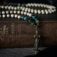 Load image into Gallery viewer, buddha on azurite + riverstone mala