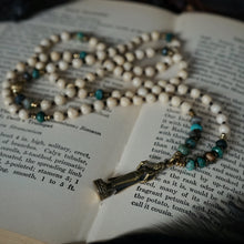 Load image into Gallery viewer, buddha on azurite + riverstone mala