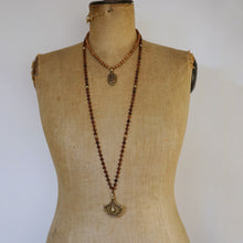 Load image into Gallery viewer, hessonite + tribal flower mala