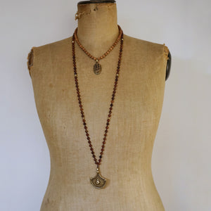 hessonite + tribal flower mala