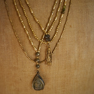 labradorite + buddha brass necklace