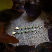 Load image into Gallery viewer, chrysoprase chain + seashell earrings