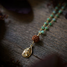 Load image into Gallery viewer, chrysoprase rosary chain + rudraksha + buddha