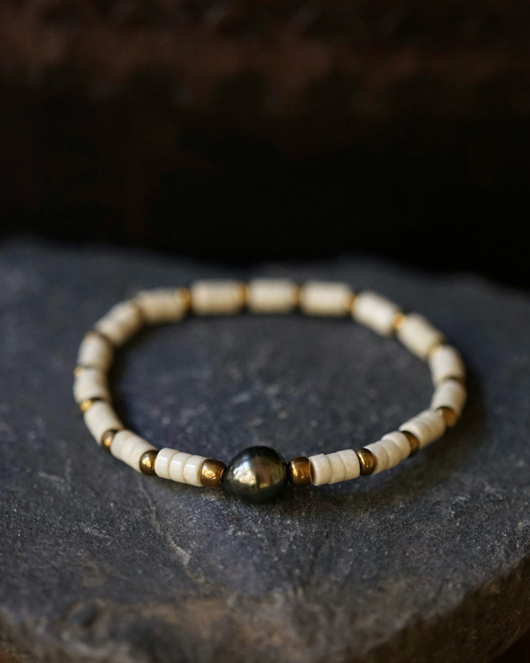 tahitian pearl + riverstone bracelet