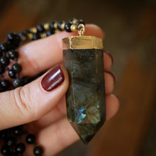 Load image into Gallery viewer, golden sheen obsidian + labradorite mala