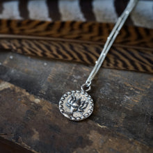 Load image into Gallery viewer, silver lotus + om necklace