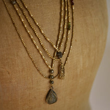 Load image into Gallery viewer, labradorite + buddha brass necklace