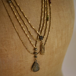 labradorite + buddha brass necklace