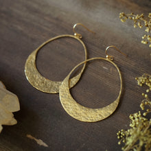 Load image into Gallery viewer, hammered brass crescent goddess earrings