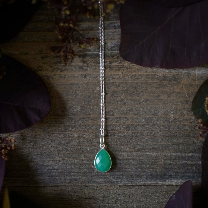 chrysoprase teardrop on silver