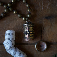 Load image into Gallery viewer, bronzed agate + prayer wheel mala