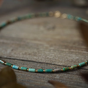 turquoise mini tube bead necklace