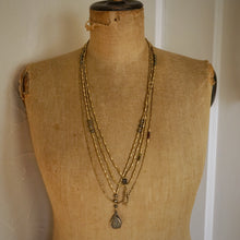 Load image into Gallery viewer, labradorite + buddha brass necklace